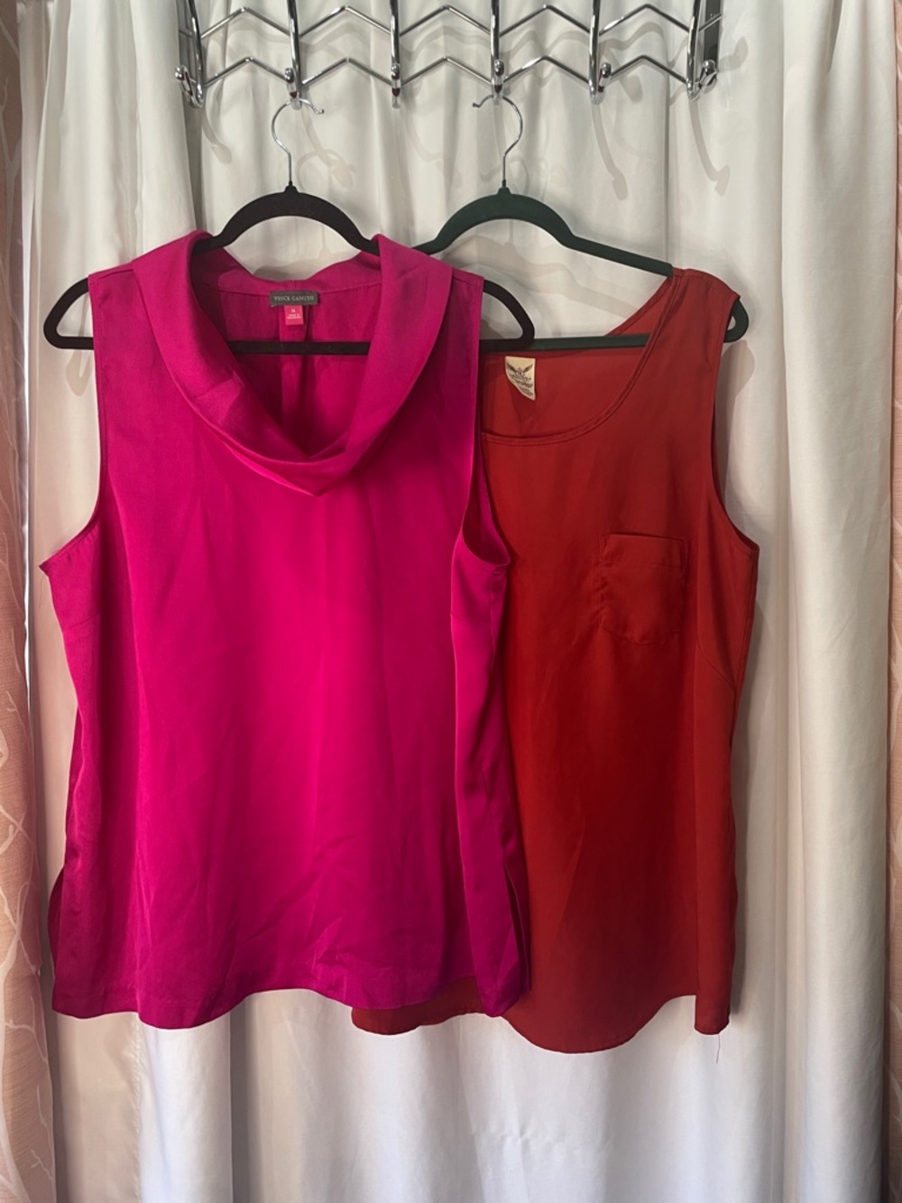 Vince Camuto fuchsia Sleeveless Cowl Neck Camisole and orange faded glory tank